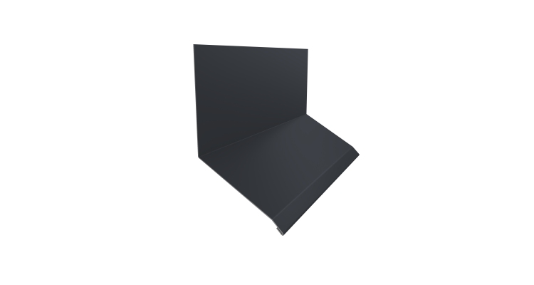 Планка примыкание верхнее к стене фальц Grand Line 150х130х20 0,45 PE с пленкой RAL 7024 мокрый асфальт (3м)