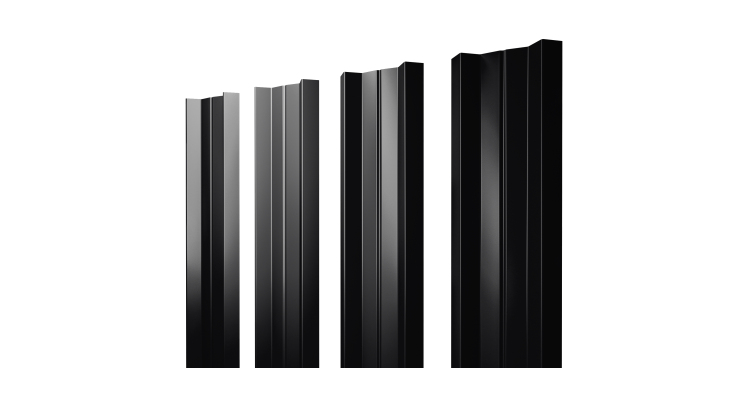 Штакетник М-образный А с прямым резом 0.5 Satin Matt TX RAL 9005 черный