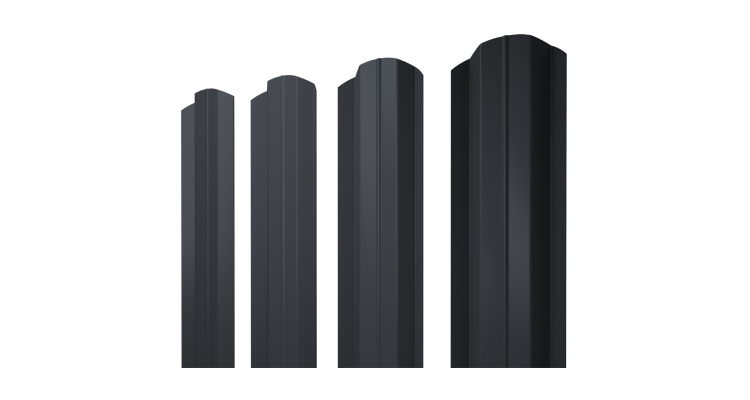 Штакетник М-образный В фигурный 0,45 Drap TR RAL 7024 мокрый асфальт